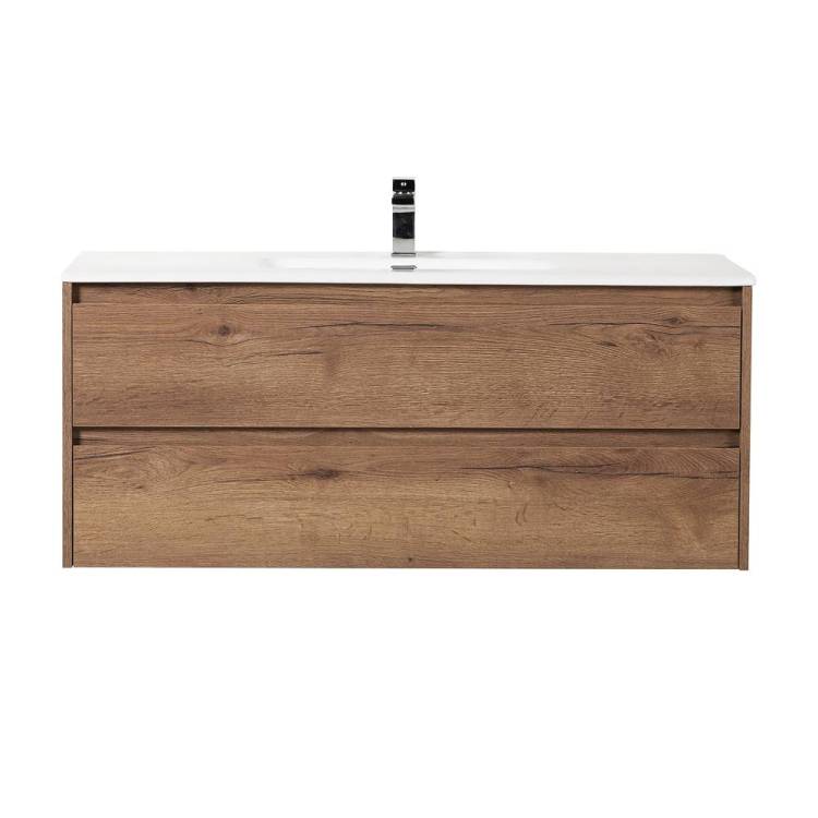 Тумба под раковину Belbagno Kraft KRAFT-1200-2C-SO-RT 120x46x50 Rovere Tabacco подвесная с фрезерованными ручками по всей длине фасада с двумя выкатными ящиками