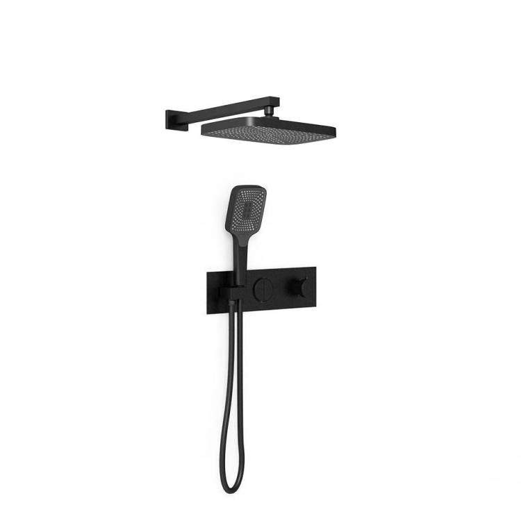 Душевой комплект Vincea VSFW-422T1MB черный, встраиваемый, с термостатом