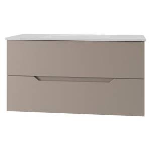 Тумба с раковиной Orange Line Li-100TuL+Ra подвесная, латте матовый