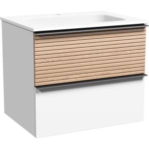 Тумба с раковиной Sancos Delta DL60W 60 см, Дуб светлый, белый
