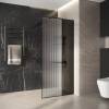 Душевая перегородка Niagara Nova NG-481-90FBLACK профиль черный матовый, стекло рифленое тонированное, 90x200 фото 4