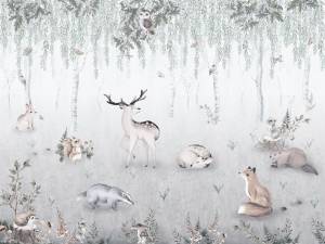 Бесшовные Eco обои Ortograf Little friends 34356 Лесные друзья 2 Ворс+ ОЕ+