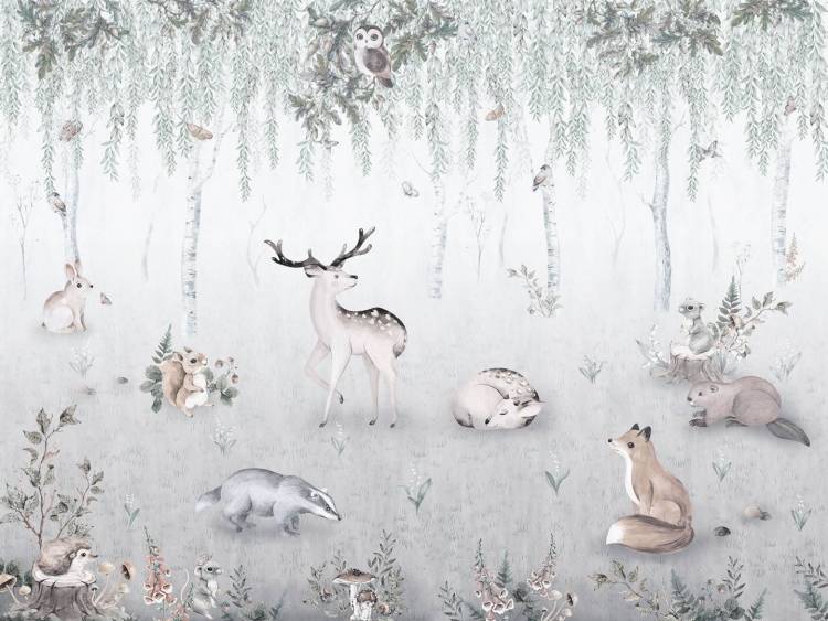 Бесшовные Eco обои Ortograf Little friends 34356 Лесные друзья 2 Ворс+ ОЕ+