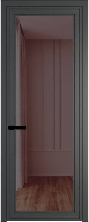 Межкомнатная дверь Profil Doors 1 AGP цвет профиля Серая ночь, стекло безопасное 6 мм золотистая бронза 600x2000