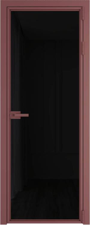 Межкомнатная дверь Profil Doors 1 AX цвет профиля Красный антрацит, стекло безопасное 6 мм черный триплекс 800x2000
