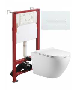 Комплект Agger ATI09150L+APB288 безободковый, белый, с инсталляцией, сиденье с микролифтом, кнопка смыва белая