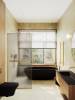 Душевая перегородка MaybahGlass MGD-728-3у 79x195, стекло бронза матовая 8 мм, профиль золото фото 2