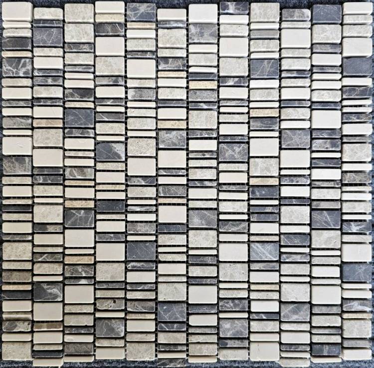 Мозаика Pixel Mosaic Мрамор PIX 319 Cream Nova, Dark Emperador, Light Emperador Матовая 30.7x31х6