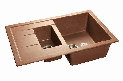 Мойка кухонная GranFest Quadro GF-Q--775KL 1.5-чаши с крылом 775x500мм терракот
