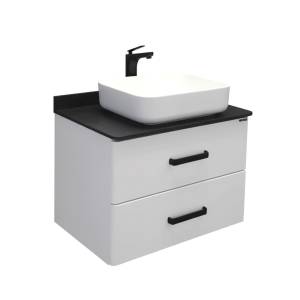 Тумба с раковиной Comforty Амстердам 75 00-00004668 белая с черной матовой столешницей раковина T-Y9378