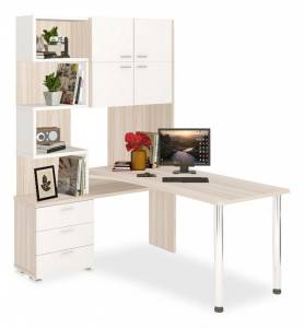 Стол компьютерный Merdes Домино СР-500М/160 КБЕК-ЛЕВ Белый Жемчуг/Карамель/Хром
