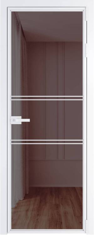 Межкомнатная дверь Profil Doors 2 AX цвет профиля Вайт, стекло безопасное 6 мм золотистая бронза 700x2000