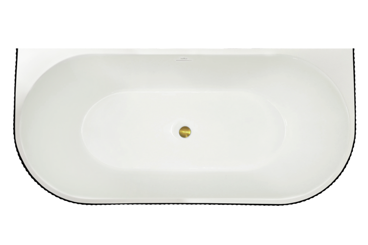 Акриловая ванна Royal Bath Nero RB611902BL-GD белая, с черным бортом, 150x75