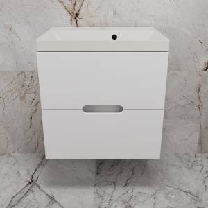 Тумба с раковиной Style Line Матис 60 подвесная, белая матовая, раковина жасмин, 57x60x45