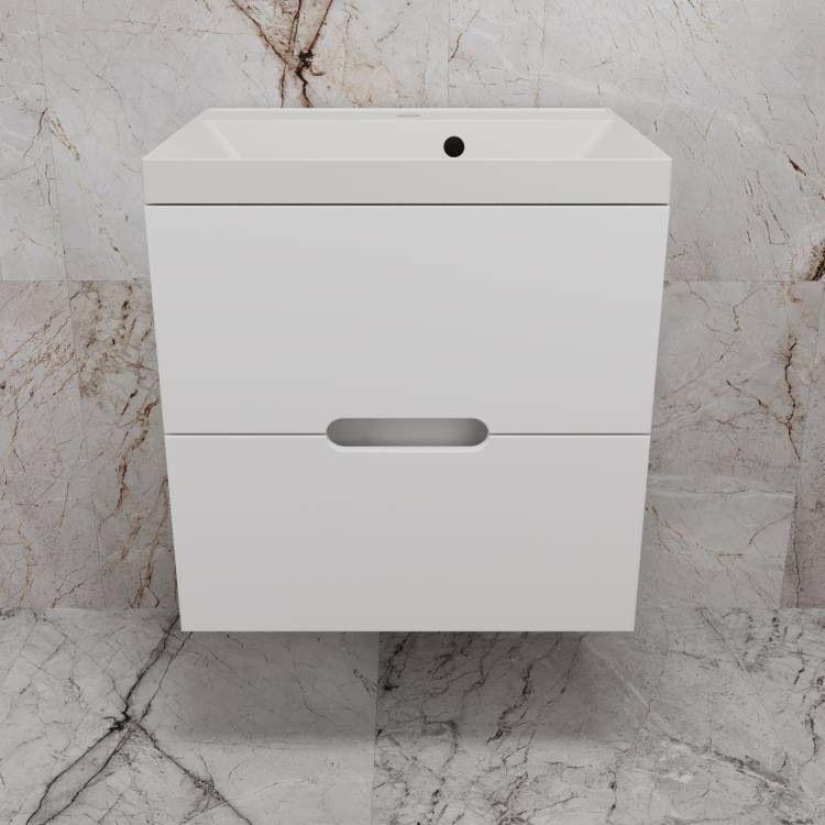 Тумба с раковиной Style Line Матис 60 подвесная, белая матовая, раковина жасмин, 57x60x45
