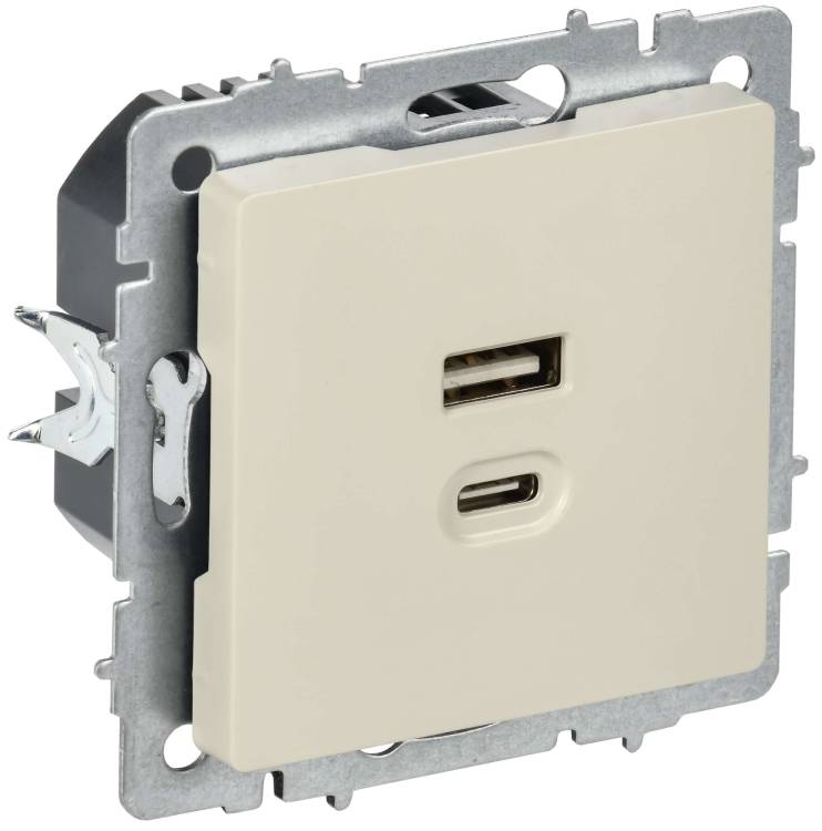 Розетка USB type A+C IEK Brite BR-U22-045-K10 бежевый