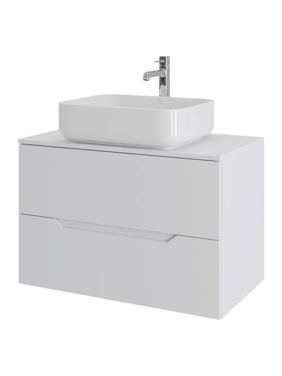 Тумба с раковиной Orange Line Li-80TuwMDF+B05-500W белая матовая, 80.5 см