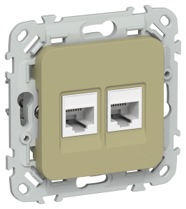Розетка компьютерная RJ45 2-местная IEK Flite FI-K22-1-K26 оливковый
