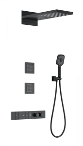 Душевой комплект Wonzon & Woghand WW-D4538-A-MB с термостатом, черный