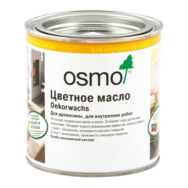 Цветное масло Osmo Dekorwachs Интенсивные тона 3186 белое матовое 0.375 л