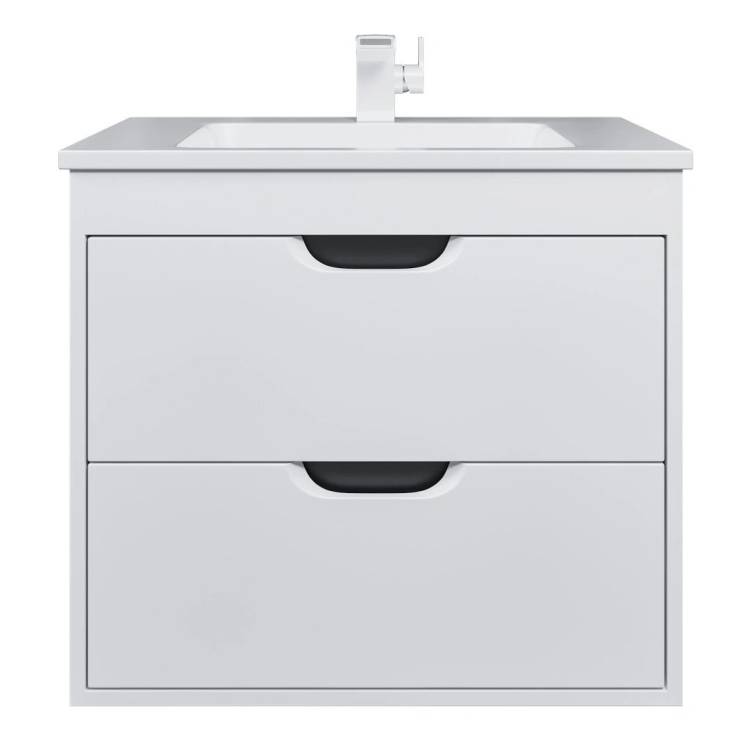 Тумба с раковиной Uperwood Modul подвесная, матовая, белая, графит, 65 см
