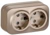 Розетка 2-местная с заземлением и шторками IEK Glory ERH24-K37M-16 шампань матовый