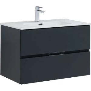 Тумба с раковиной Aquanet Алвита New 80 2 ящика антрацит