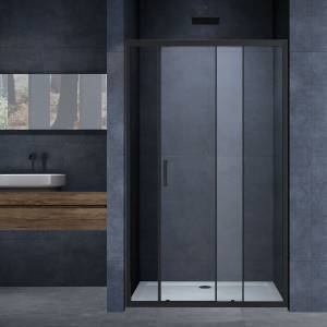 Душевая дверь в нишу Vincea Alpha VDS-3AL110CLB 1100x1900, профиль черный, стекло прозрачное