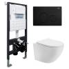 Комплект Abber Bequem AC1100T-AC0105-AC0121MB унитаз подвесной, безободковый, сиденье микролифт, белый, кнопка черная матовая