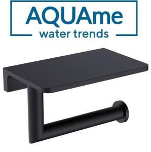 Держатель туалетной бумаги AQUAme Trento AQM7209MB с полкой, черный