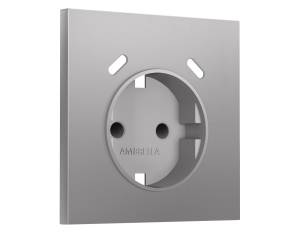 Лицевая панель для электрической розетки с заземлением со шторками 2USB C+C Ambrella Volt Sigma SP5105 сталь матовый