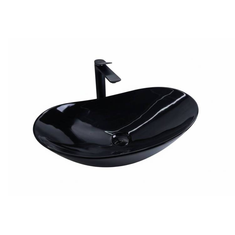 Раковина Gid Lago 53349 BL9811 60 см, черная глянцевая
