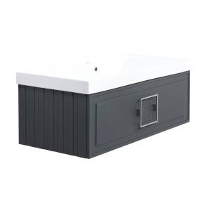 Тумба с раковиной La Fenice Cubo FNC-01-CUB-G-100 Серый, подвесная, ручка черная