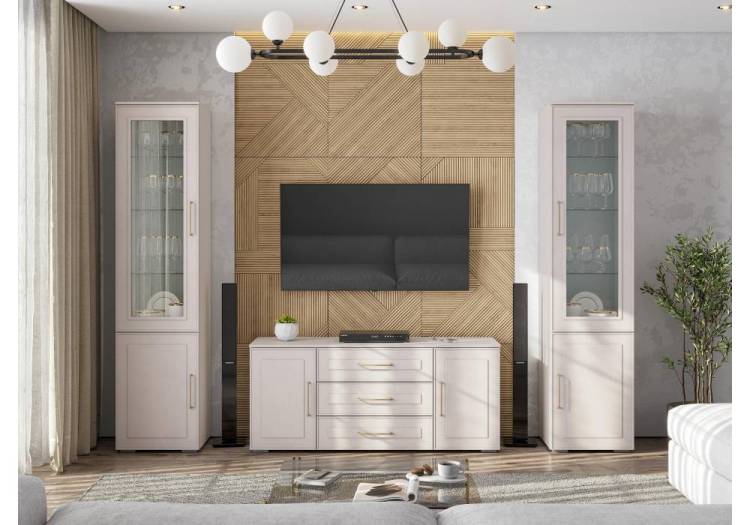 Стенка в гостиную Woodville Мотру 584207 кашемир, шампань комплектация 1