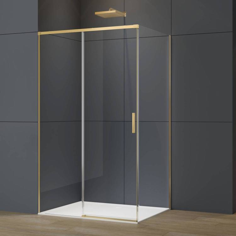 Душевой уголок Vincea Soft 2 (Софт 2) VSR-3SO29014CLG профиль брашированное золото, стекло прозрачное, 140x90x200