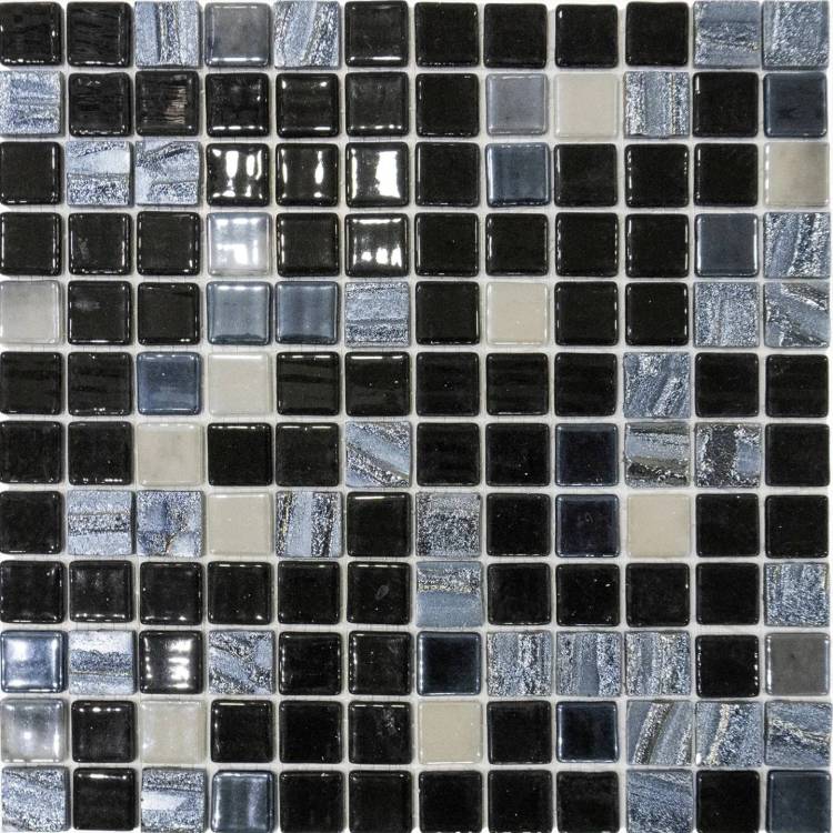 Мозаика Vidrepur Astra Black Mix (на сетке) 31.7x31.7