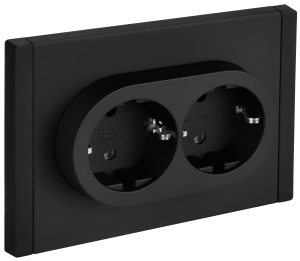 Розетка 2-местная с заземлением IEK Forte&Piano FP-R21-16-1-M-K02 черный