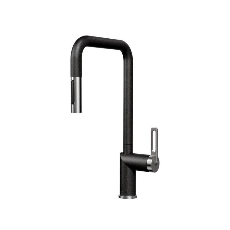 Смеситель для кухни Granula GR-8173 черный, с выдвижным изливом