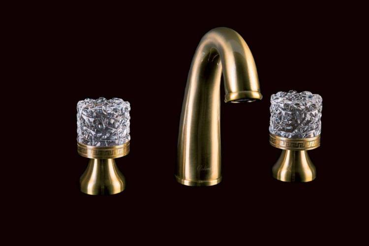 Смеситель для раковины Boheme Crystal 317-CRST на 3 отверстия, бронза