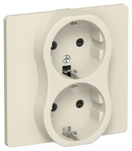 Розетка 2-местная с заземлением и шторками IEK Flite FI-R24C-16-1-K86 сливочный