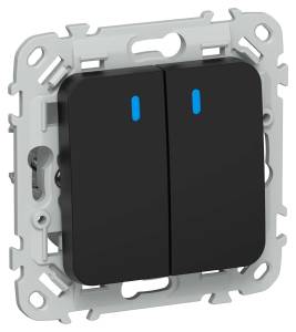 Выключатель 2-клавишный IEK Flite FI-V24-1-10-1-K02 черный