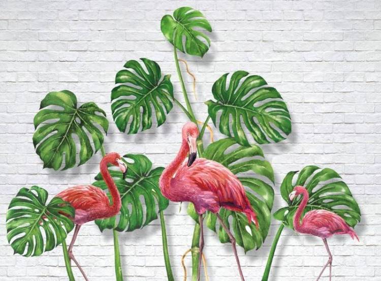 3D Фотообои Artegrafico «Фламинго с монстерами» PD-047 канвас