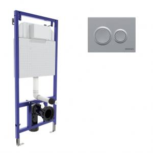 Система инсталляции Berges Novum 40262 для скрытого монтажа с кнопкой O2 матовый хром