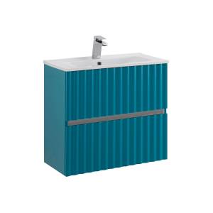 Тумба с раковиной Art&Max Elegant с подсветкой ручек, Бирюзовый матовый, 58.5x61