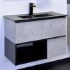 Тумба с раковиной Comforty Франкфурт-75 00-00011082 бетон светлый с черной раковиной Comforty 75E