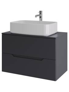 Тумба с раковиной Orange Line Li-80TugMDF+B07-600W графит матовый, 80.5 см