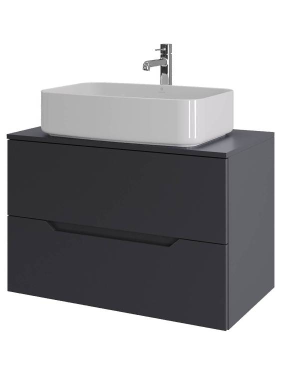 Тумба с раковиной Orange Line Li-80TugMDF+B07-600W графит матовый, 80.5 см