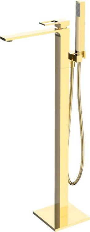 Смеситель для ванны с душем BelBagno Luce FMT ORO напольный, С ВНУТРЕННЕЙ ЧАСТЬЮ