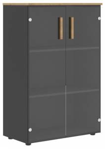 Тумба-витрина Skyland Forta 00-07090390 Черный графит/Дуб Гамильтон