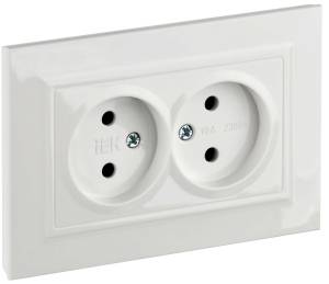 Розетка 2-местная с защитными шторками IEK Brite BR-R23-10-K01-F белый